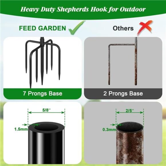 Upgrade Version Adjustable Shepherds Hook Bird Feeder Pole with 7 - Picture 3 of 7